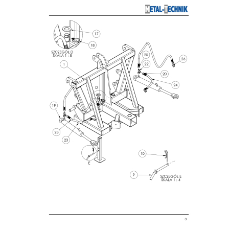 Części zamienne Metal-Technik Zgarniacz hydrauliczny do obornika